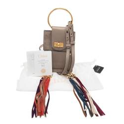 Pre Owned Chloe Beige Suede and Leather Mini Jane Bracelet Bag
