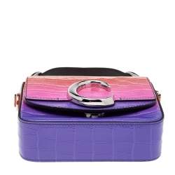 Pre Owned Chloé Multicolor Croc Embossed Leather Top Handle Bag