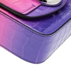 Pre Owned Chloé Multicolor Croc Embossed Leather Top Handle Bag