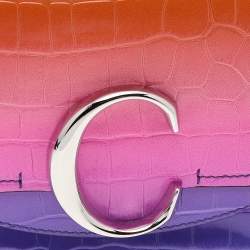 Pre Owned Chloé Multicolor Croc Embossed Leather Top Handle Bag
