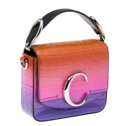 Pre Owned Chloé Multicolor Croc Embossed Leather Top Handle Bag