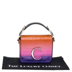 Pre Owned Chloé Multicolor Croc Embossed Leather Top Handle Bag