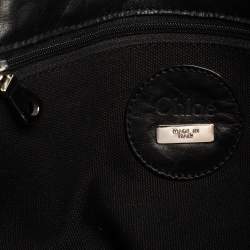 Chloe Black/Silver Canvas and Leather Logo Printed Tote