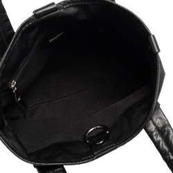 Chloe Black/Silver Canvas and Leather Logo Printed Tote