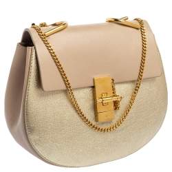 Pre Owned Chloe Pink/Gold Leather Medium Drew Shoulder Bag