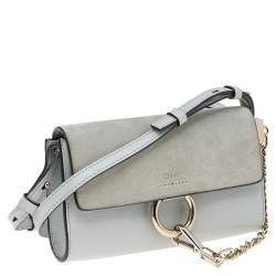 مملوكة مسبقًا Chloe Light Blue Leather And Suede Mini Faye Shoulder Bag