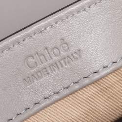 Pre Owned Chloe Grey Croc Embossed Leather Mini C Top Handle Bag