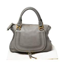 Pre Owned Chloe Grey Leather Large Marcie Satchel