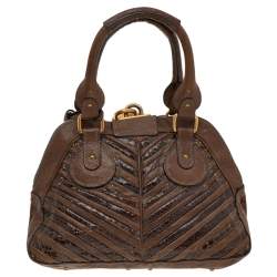 Chloe Brown Python and Leather Paddington Dome Satchel