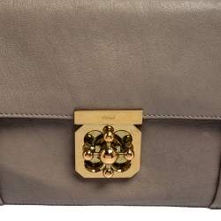 Pre Owned Chloe Grey Leather Medium Elsie Shoulder Bag