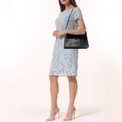 Pre Owned Chloé Black Leather and Suede Medium Faye Shoulder Bag