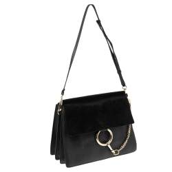 Pre Owned Chloé Black Leather and Suede Medium Faye Shoulder Bag
