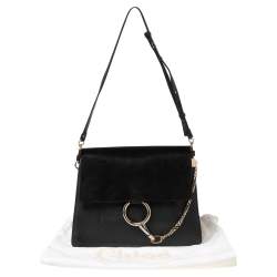 Pre Owned Chloé Black Leather and Suede Medium Faye Shoulder Bag