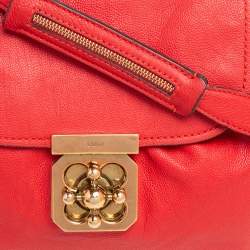 Pre Owned Chloe Red Leather Elsie Top Handle Bag