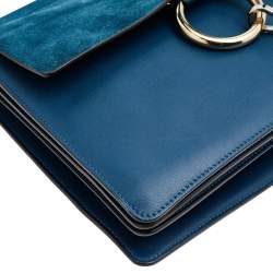 Pre Owned Chloe Blue Leather And Suede Medium Faye Shoulder Bag