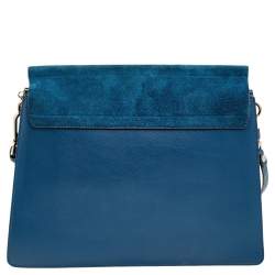 Pre Owned Chloe Blue Leather And Suede Medium Faye Shoulder Bag