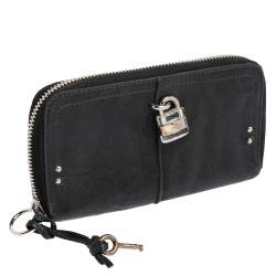 Pre Owned Chloe Black Leather Zip Around Paddington Wallet