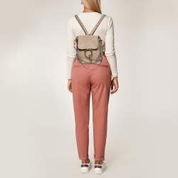 Chloe Grey Leather and Suede Small Faye Daye Backpack