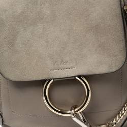 Chloe Grey Leather and Suede Small Faye Daye Backpack