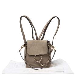 Chloe Grey Leather and Suede Small Faye Daye Backpack