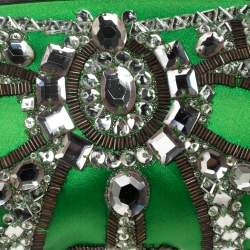Pre Owned Chloe Green Satin Crystal Embellished Clutch