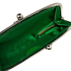 Pre Owned Chloe Green Satin Crystal Embellished Clutch