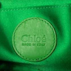 Pre Owned Chloe Green Satin Crystal Embellished Clutch