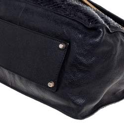 Pre Owned حقيبة كتف كلوي سالي جلد ثعبان أسود بقلاب متوسطة