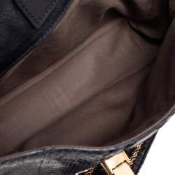 Pre Owned حقيبة كتف كلوي سالي جلد ثعبان أسود بقلاب متوسطة