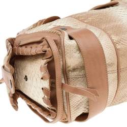 Pre Owned Chloe Beige/Brown Shimmering Python and Leather Silverado Satchel