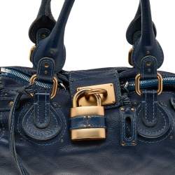 Pre Owned Chloe Blue Leather Medium Paddington Satchel