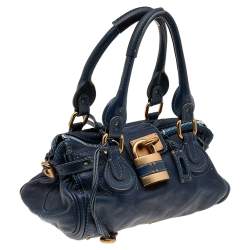 Pre Owned Chloe Blue Leather Medium Paddington Satchel