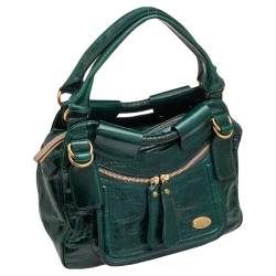 Pre Owned Chloe Green Leather Large Bay Satchel