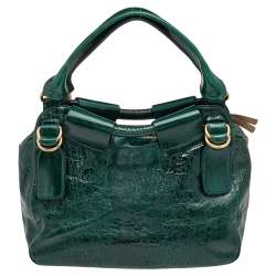 Pre Owned Chloe Green Leather Large Bay Satchel