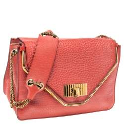 Pre Owned Chloe Red Leather Medium Sally Flap Shoulder Bag