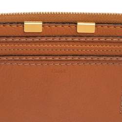 Pre Owned Chloe Brown Leather Marcie Zip Long Wallet
