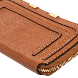 Pre Owned Chloe Brown Leather Marcie Zip Long Wallet