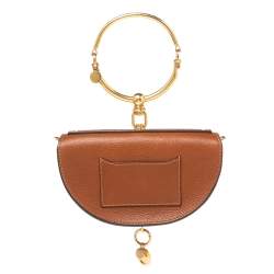 Pre Owned Chloé Brown Leather Small Nile Bracelet Minaudiere Crossbody Bag