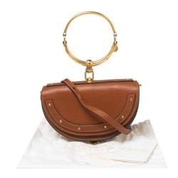 Pre Owned Chloé Brown Leather Small Nile Bracelet Minaudiere Crossbody Bag