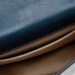 Pre Owned Chloe Teal Blue Leather and Suede Small Nile Bracelet Shoulder Bag