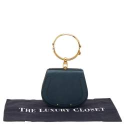 Pre Owned Chloe Teal Blue Leather and Suede Small Nile Bracelet Shoulder Bag