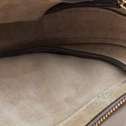 Pre Owned Chloe Beige Leather and Suede Small Pixie Round Crossbody Bag