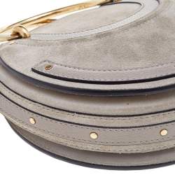 Pre Owned Chloe Beige Leather and Suede Small Pixie Round Crossbody Bag