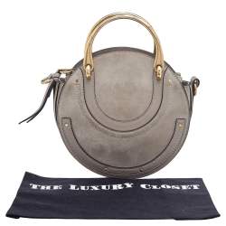 Pre Owned Chloe Beige Leather and Suede Small Pixie Round Crossbody Bag