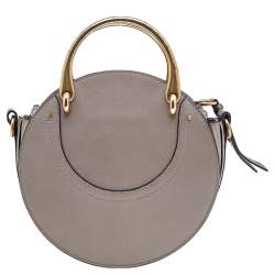 Pre Owned Chloe Beige Leather and Suede Small Pixie Round Crossbody Bag