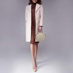 Pre Owned Chloe Beige Leather and Suede Small Pixie Round Crossbody Bag