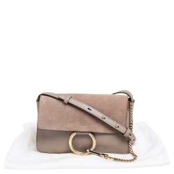 Pre Owned Chloe Grey Leather And Suede Small Faye Shoulder Bag