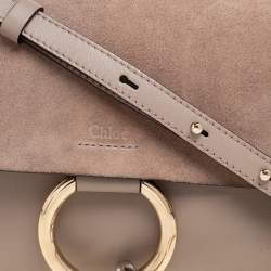 Pre Owned Chloe Grey Leather And Suede Small Faye Shoulder Bag