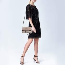 Pre Owned Chloe Grey Leather And Suede Small Faye Shoulder Bag