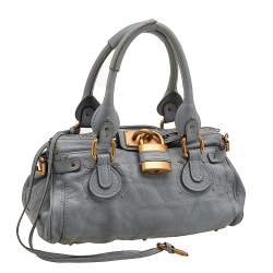 Pre Owned Chloe Powder Blue Leather Medium Paddington Satchel